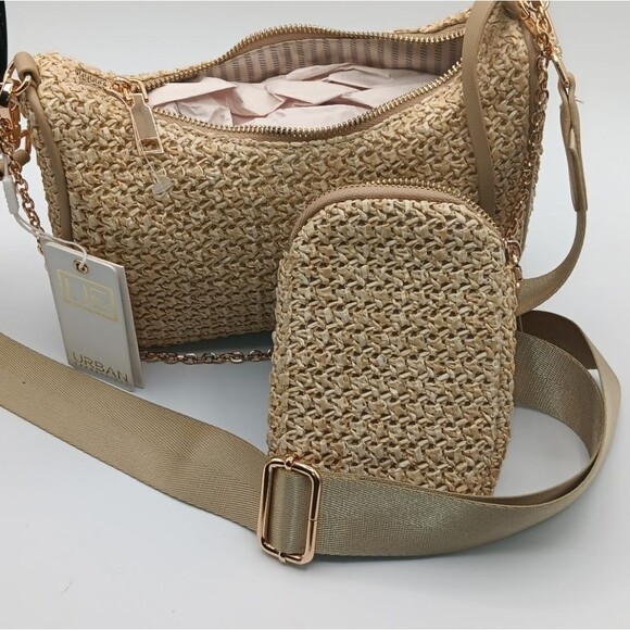 Urban Expressions Beige Woven Crossbody Bag Set - Picture 12 of 15